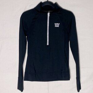 5/$25 VICTORIA’S Secret PINK Black Half Zip Mock Neck Long Sleeve Top XS